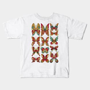 Retro Inspired Butterfly Pattern Kids T-Shirt